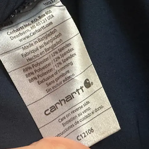 Carhartt  Navy Blue V Neck Force Scrub Top Short Sleeve Pockets Size S - Image 8