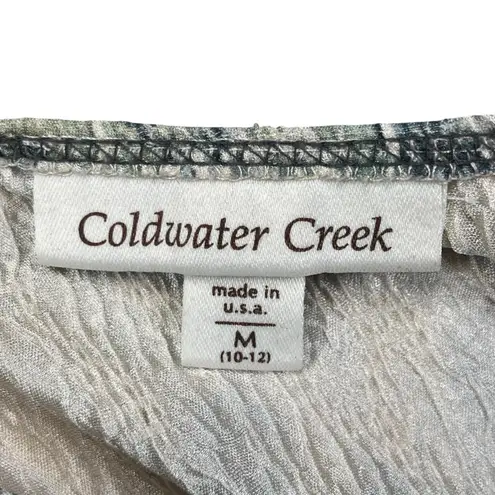 Coldwater Creek Y2K Crinkle Abstract Top Made in USA Stretchy Artsy Blouse Med