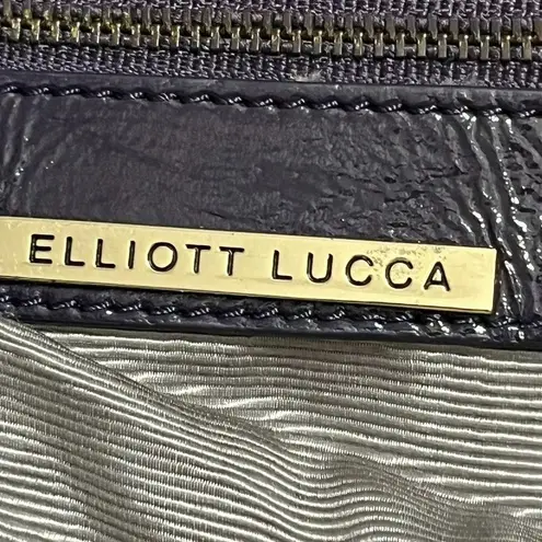 Elliott Lucca Glossy Eggplant Purple Leather Textured Quilted Satchel Purse