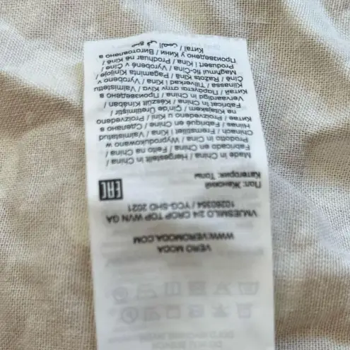 VERO MODA NWOT Tie Front Puff Sleeve Crop Top Silver Lining W/ White Dot Large