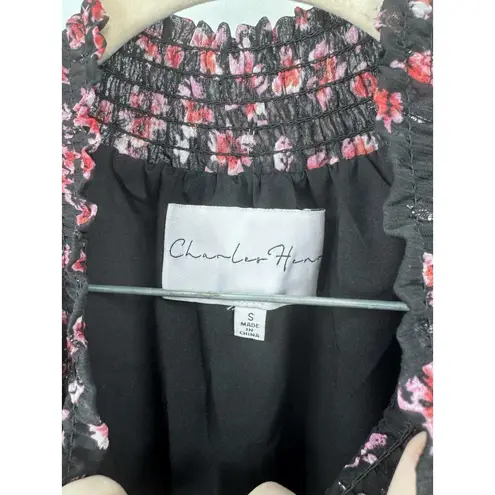 Charles Henry Midi Dress Women Small Black Pink Peasant Prairie Cottage Boho