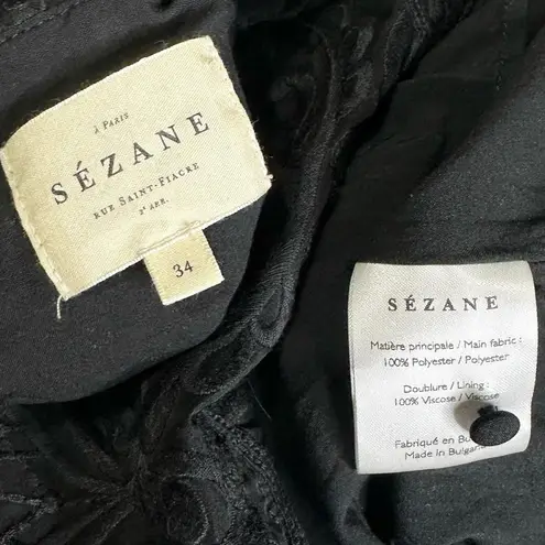 Sézane Gabin Guipure Embroidered Lace Mini Dress, Black, FR34/US2