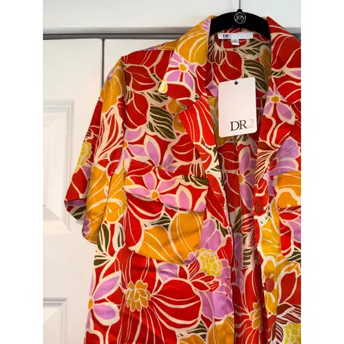 DR2 Floral Print Button Down Short Sleeve Shirt