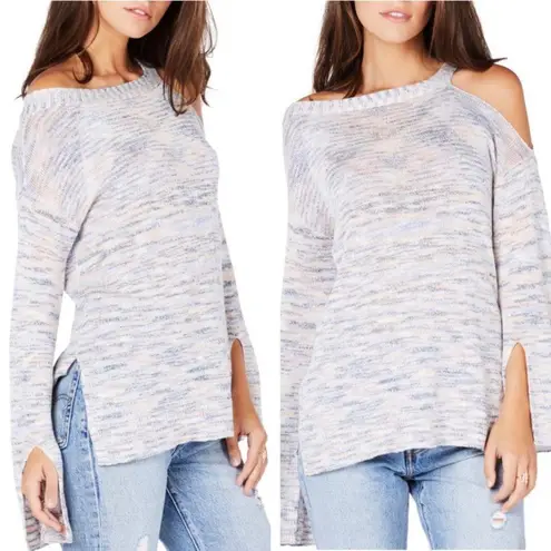 Michael Stars Black Marbled One-Shoulder Tunic Sweater - Size L - Linen Blend