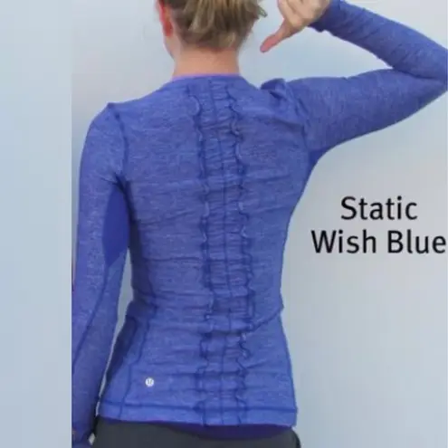 Lululemon  Run:Dash Static Long Sleeve Wish Blue Ruffled Back Workout Top Size 6