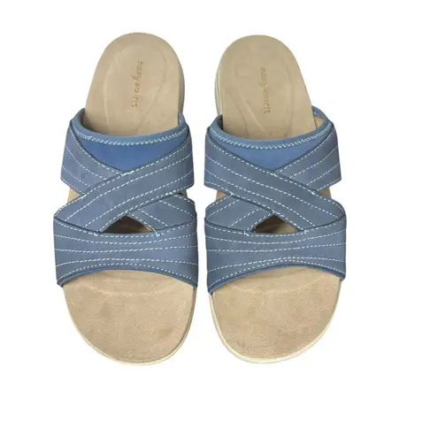 Easy Spirit Womens  Setara Leather Slide Sandals Comfort Denim Blue 7.5 W