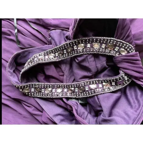 XScape Purple rhinestone studded evening dress Size 6