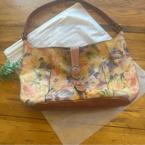 Patricia Nash Large Floral Italian Leather Hobo Shoulder Bag