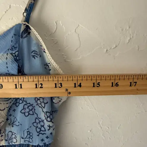 Princess Vera Wang Blue Patchwork Print Dress M Boho Y2K Midi Smocked Backless Blue Size M