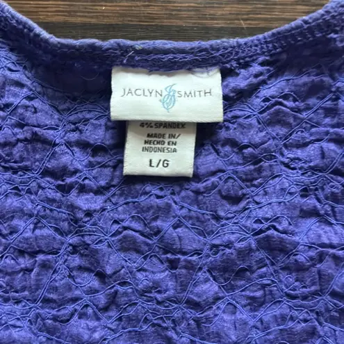 Jaclyn Smith  Textured Short Sleeve Top Royal Purple Large