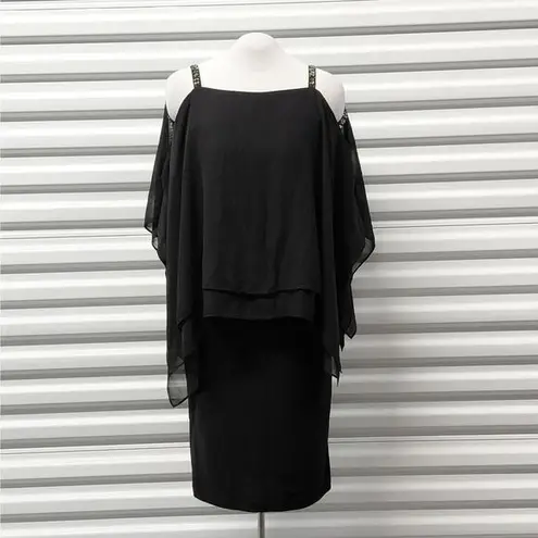 Slny Women's Cocktail Dress Size 4 Black Chiffon Mother Of Bride Wedding Party