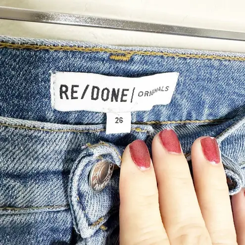 RE/DONE REDONE Comfort Stretch High Rise Ankle Crop Straight Jean Size 26
