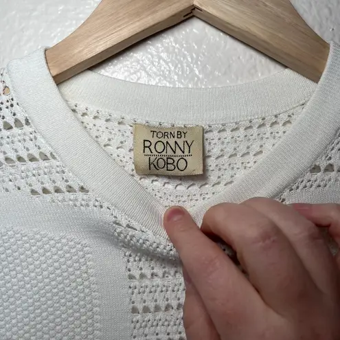 Torn By Ronny Kobo White Knit Sweater Top Size S