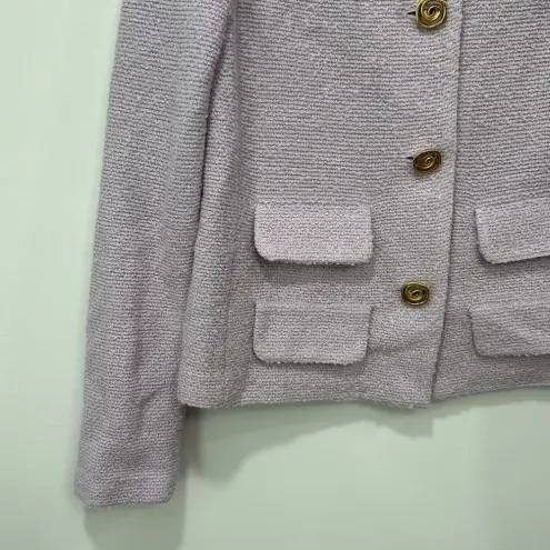 St. John Womens Blazer Small Purple Knit Cashmere Wool Gold Button Jacket Pocket
