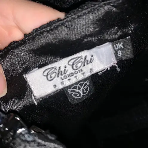 Chi Chi London black lace crotchet mock neck dress