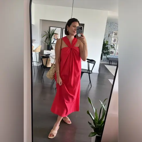 Faherty Bay Twist Seersucker Halter Dress in Colonial Blue Size XXL