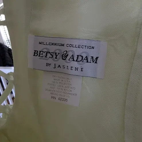 Betsy and Adam Vintage Y2K Prom Dress Chartreuse Delicate Floral Corset Fairy Regency Hoco