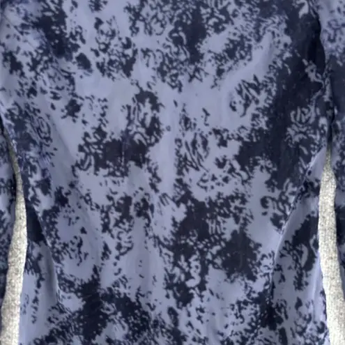 Vintage 90s Blue Velvet Black Burnout Fit And Flair Dress Long Sleeve Whimsigoth Size 6