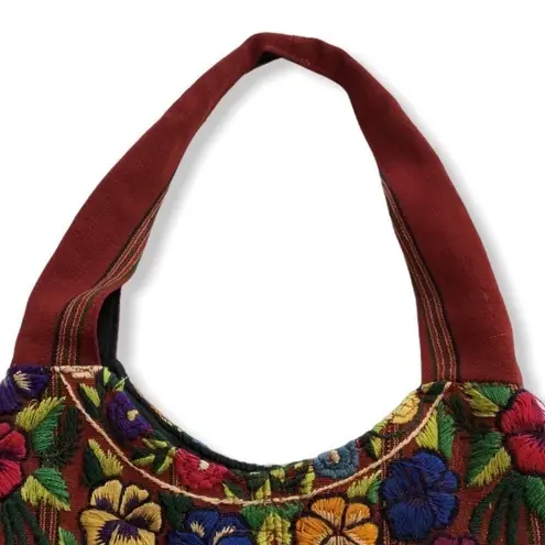 Altiplano Embroidered Cotton Red Boho Tassel Bag