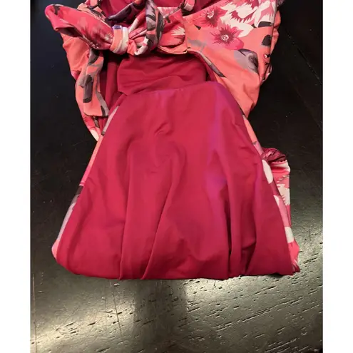 Becca One Piece Swimsuit Womens Medium Orange Floral One Shoulder Cutout Back - Image 9