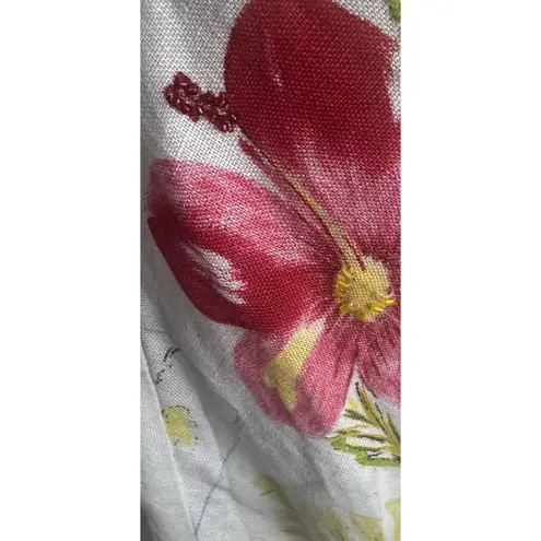 John Paul Richard Tropical Pure Linen Skirt Sz 14 Leaves Hibiscus Beach Umbrella