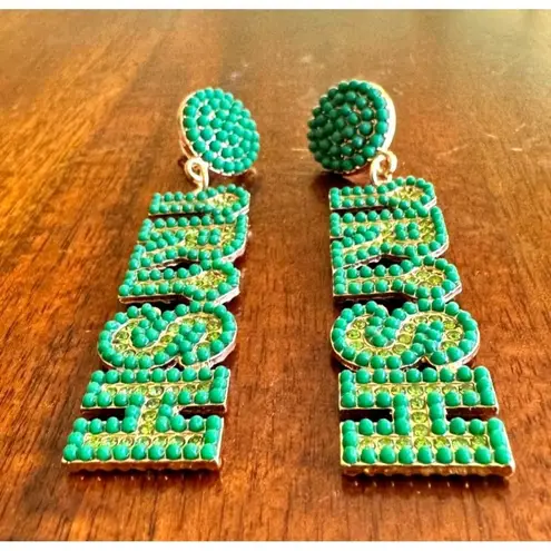 Handmade St Patrick's Day Earrings Irish Embellished Green Crystal Clovers Festiv…