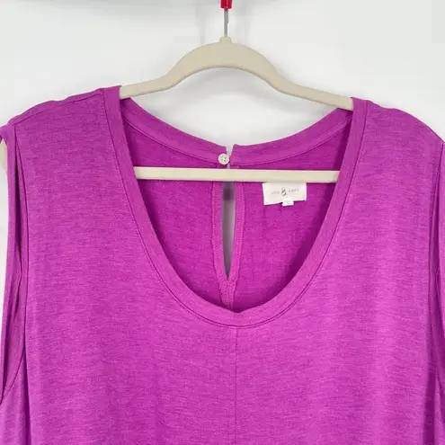 Lou and Grey Women's Scoop Neck Sleeveless Fushia Terry Romper W/ Pockets Large Purple