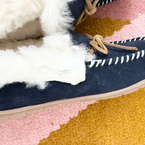 Vermont Country Store Navy Suede Lined Slippers