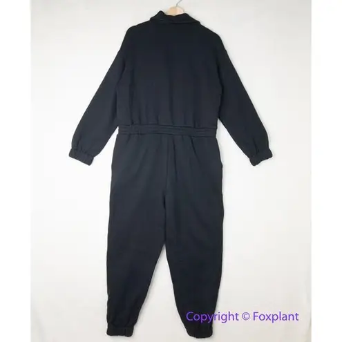 Eloquii New! black fleece zipped front elastic waist jumpsuit, size 18