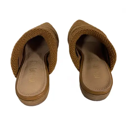 MI.IM BROWN LEATHER & KNIT SWEATER FABRIC FLAT MULE SLIDE SHOES (6M) Size 6