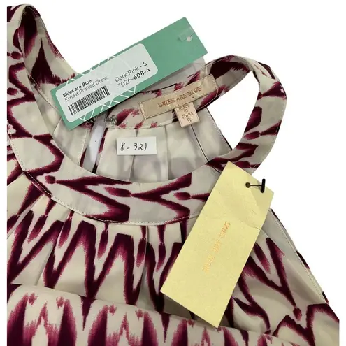 Skies Are Blue Ernest Printed Dress Women Size Small Dark Pink NWT (8-321)