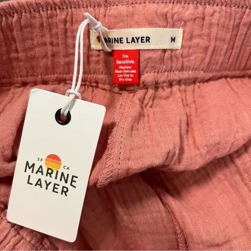 Marine layer Pants Paula Easy Tapered Gauzy Cotton Pant in Rosette Pink Sz M NWT