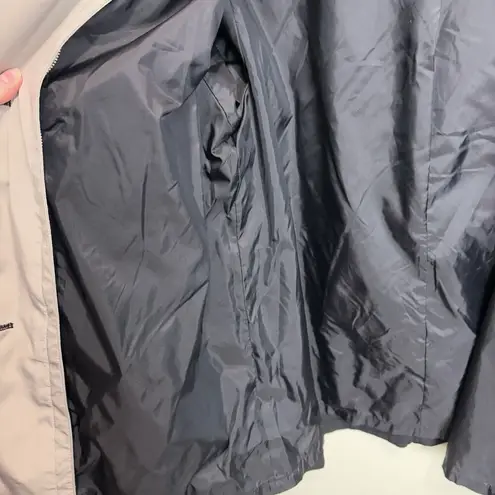 Gallery Women's Hooded Two Tone Raincoat Sz Small Removable Lining Black Beige