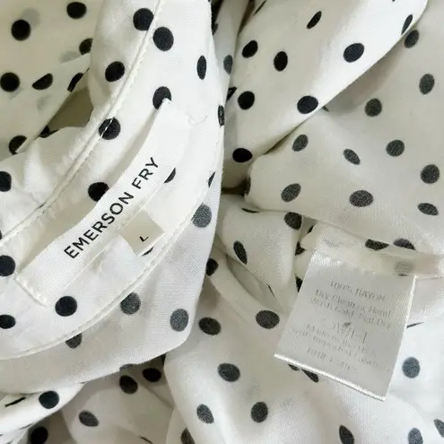 EMERSON FRY Ribbons Blouse, Ivory Dot, Large White