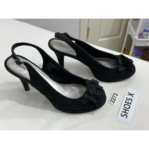 Womans Dexter Gray Wool Peep toe Sling Back Platform Pumps size 11 W