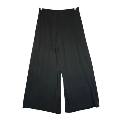 Calia Black Wide Leg Cropped Pants Pleated Elastic Waist Lightweight Casual Size M