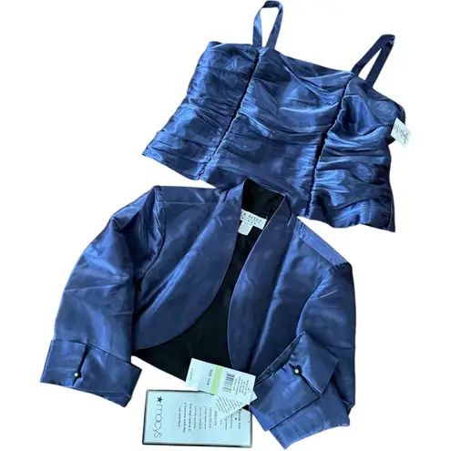 NWT J. R. Nites by Caliendo shimmery twin set bolero & ruched Camisole purple 2X