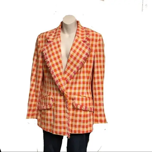 Emmanuel Ungaro Gingham Tweed Suit White Pink Orange Vintage Size undefined