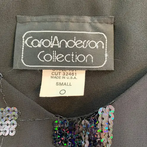 Carol Anderson Collection Sequin Tank Top Small Black USA Party Retro Y2K Party