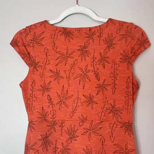 Toad & Co Rosemarie Organic Cotton A-Line Empire Waist Dress Orange Floral