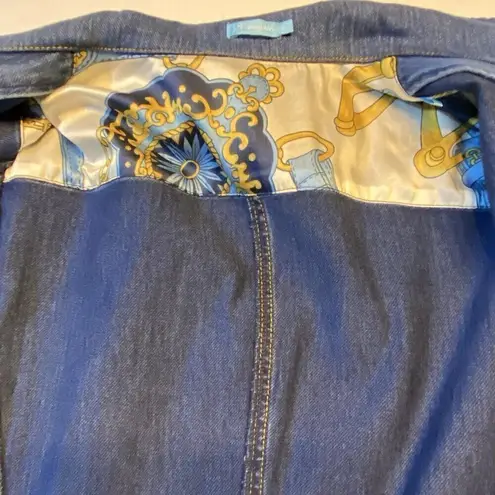 J. McLaughlin  Women's Jean Jacket XL Blue Denim Soft Stretch Gold Buttons *EUC