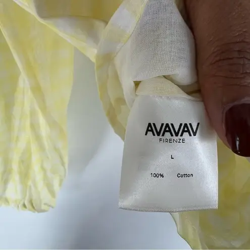 AVAVAV Firenze Sheer Gingham Puff Sleeve Top Feminine Prairie Lightweight Yellow Size L