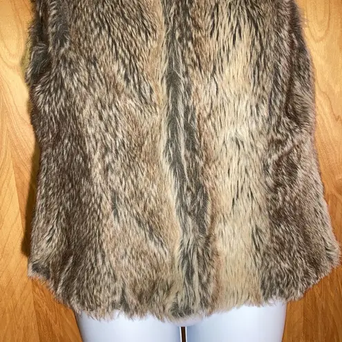 Vintage Havana Brown & Tan Faux Fur Vest Size Small