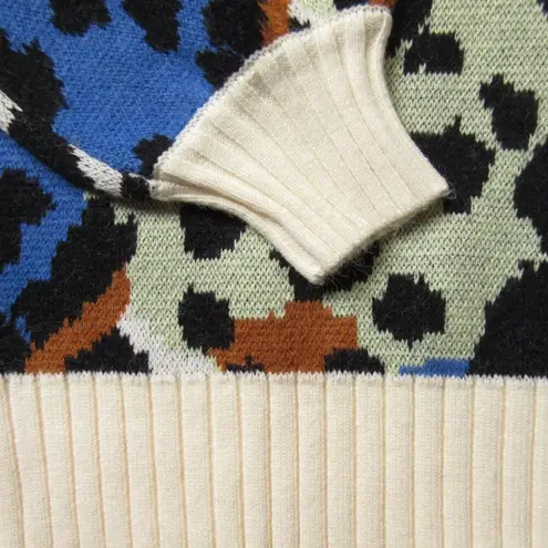 Farm Rio NWT Colorful Leopard Knit Sweater in Animal Print Wool Pullover L - Image 3