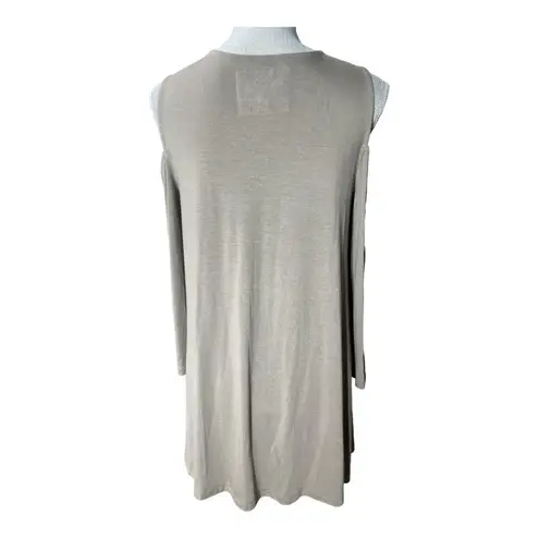 cupio Tunic Cold Shoulder Jersey Knit Tan Sweatshirt Slouchy Swing M