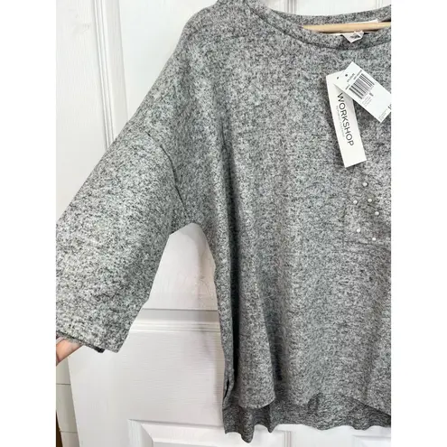 Workshop Republic Clothing WORKSHOP Republic Size XS Heather Grey Pearl Soft Knit Top Athleisure Casual
