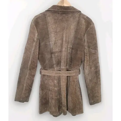 Vintage Suede Jacket Brown Belted Suede Women's Western Hippie Bohemian Size L