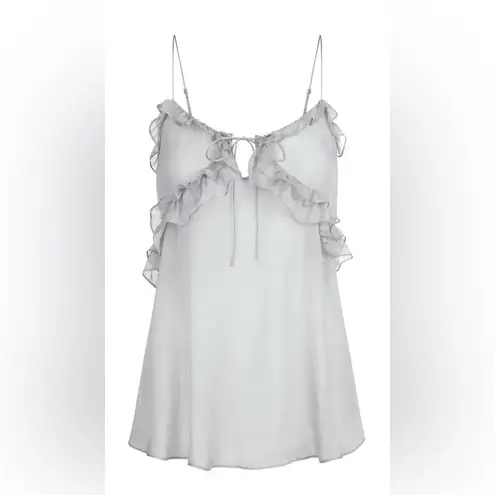 SKIMS ROMANCE Mirror Silver Ruffled Slip Dress