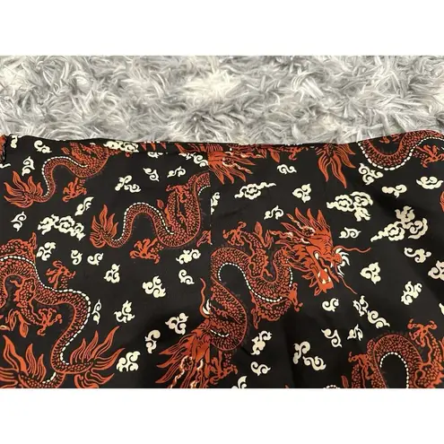 ZARA  Dragon Pattern Satin Mini Skirt with Slit Large L