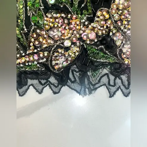 Scala Vintage 100% Silk Fully Beaded Floral Midi Dress Formal Cocktail Large - Image 11